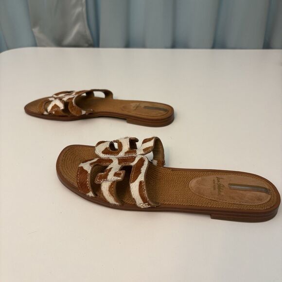 Sam Edelman Bay Sandals Womens 8.5M Calf Hair Leopard Print Slide - Picture 6 of 8